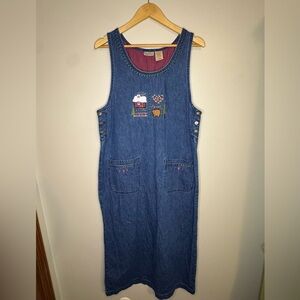 Bobbie Brooks Embroidered Denim Jumper‎ Dress M (8/10)